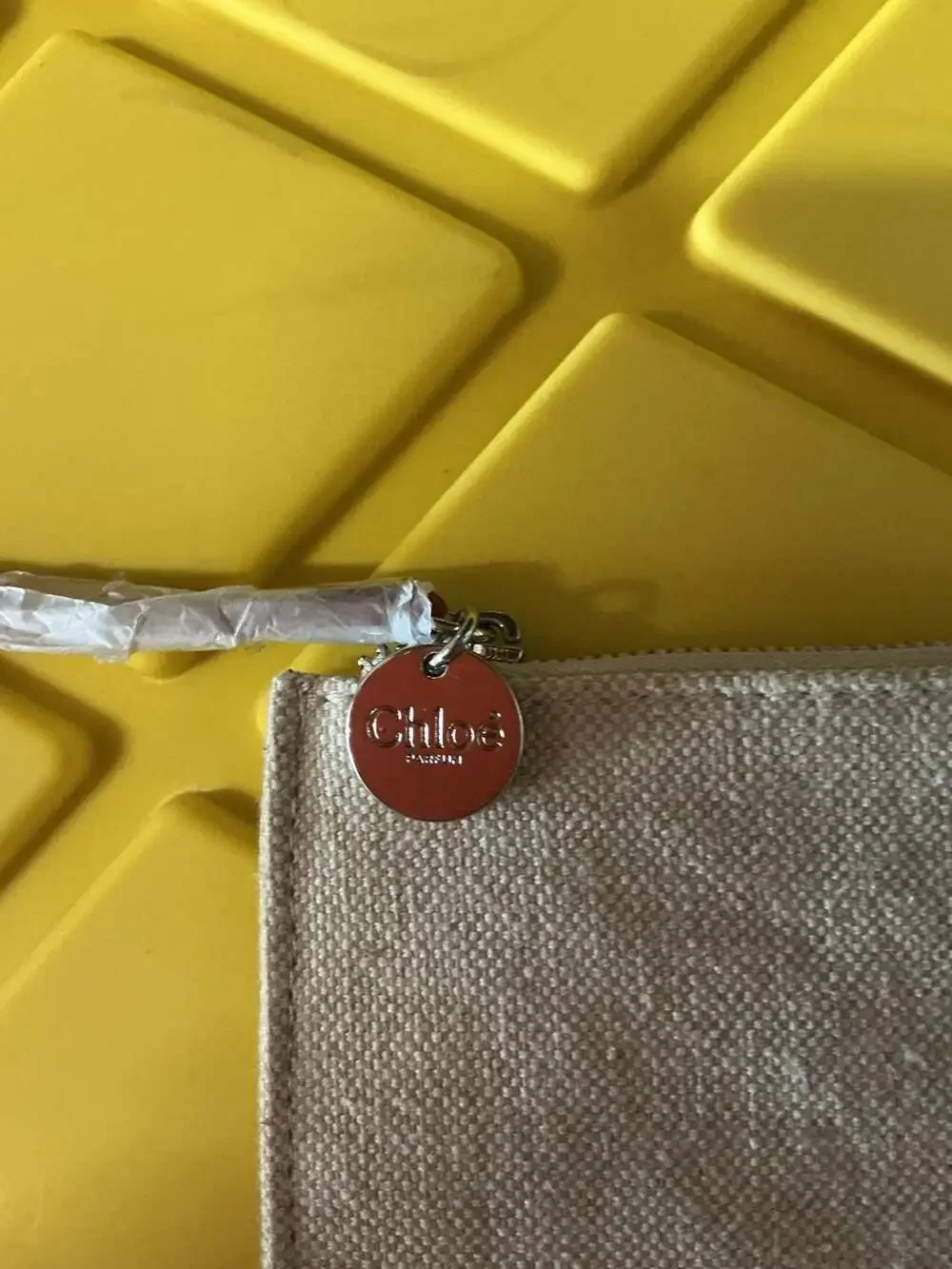 Chloe Parfum Canvas and Red Leather Cosmetic Pouch